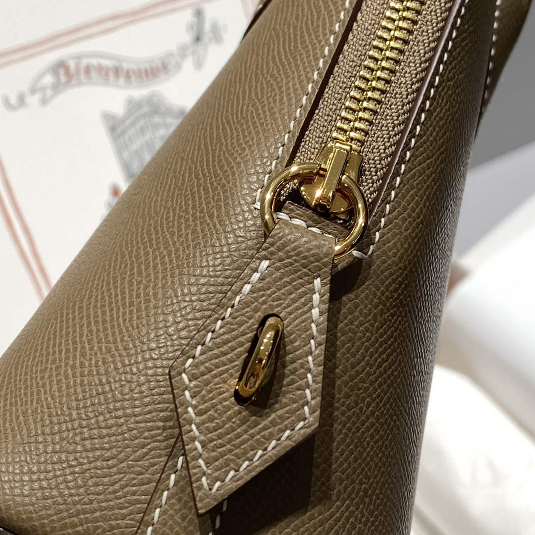 Hermes Bolide 1923 Bag 25 in Dark Gray Epsom Calfskin Gold Hardware