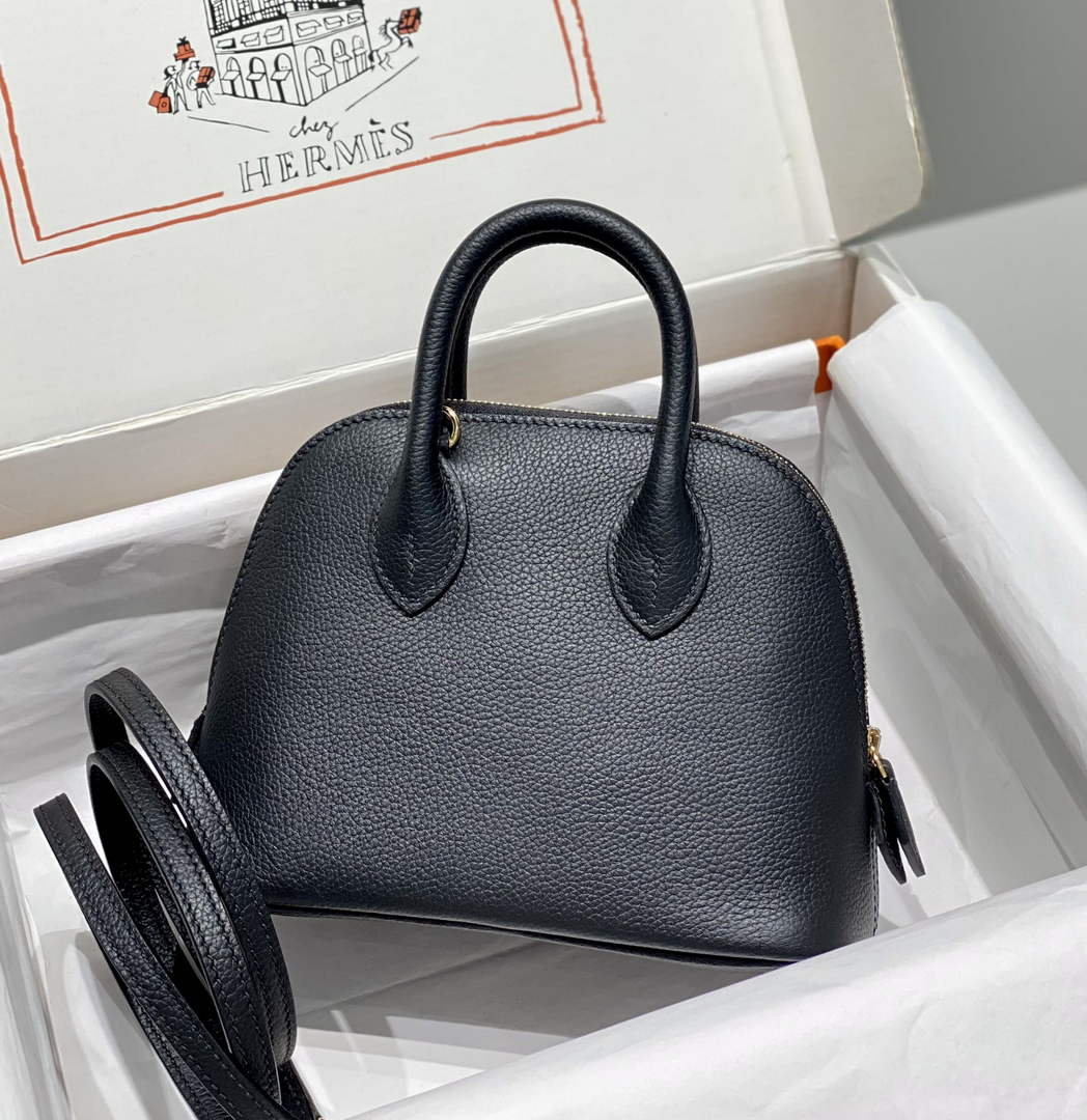 Hermes Bolide 1923 Mini Bag in Black Evercolor Calfskin Gold Hardware