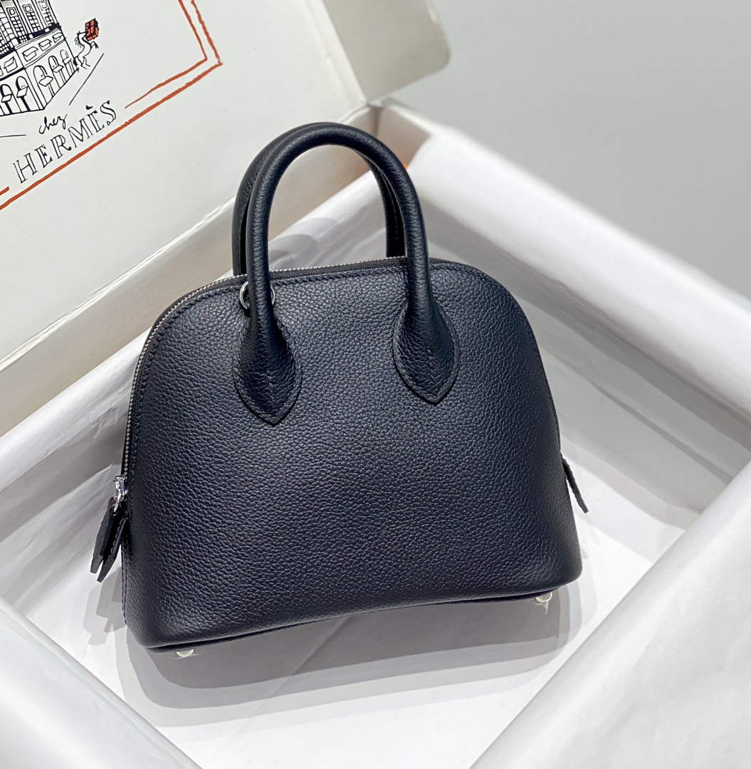 Hermes Bolide 1923 Mini Bag in Black Evercolor Calfskin Silver Hardware