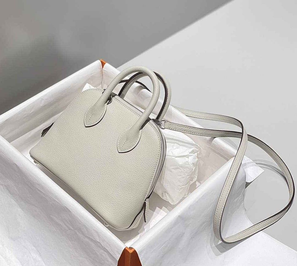 Hermes Bolide 1923 Mini Bag in Light Gray Evercolor Calfskin Silver Hardware