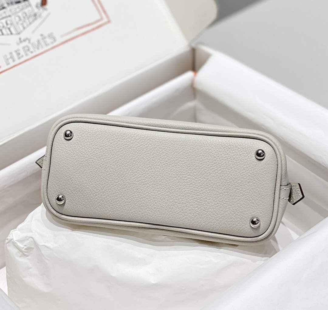 Hermes Bolide 1923 Mini Bag in Light Gray Evercolor Calfskin Silver Hardware