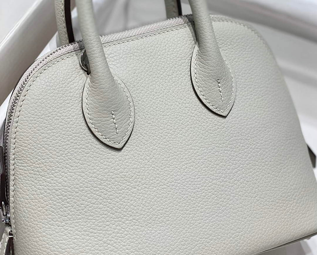 Hermes Bolide 1923 Mini Bag in Light Gray Evercolor Calfskin Silver Hardware