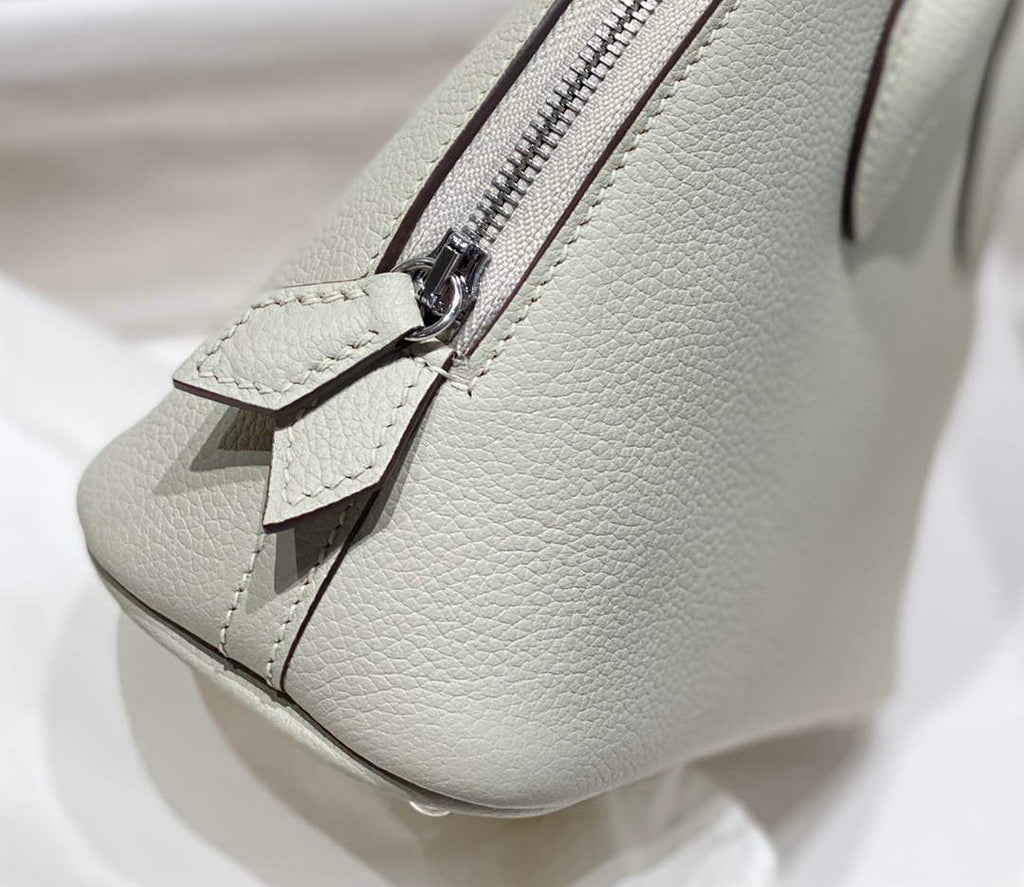 Hermes Bolide 1923 Mini Bag in Light Gray Evercolor Calfskin Silver Hardware
