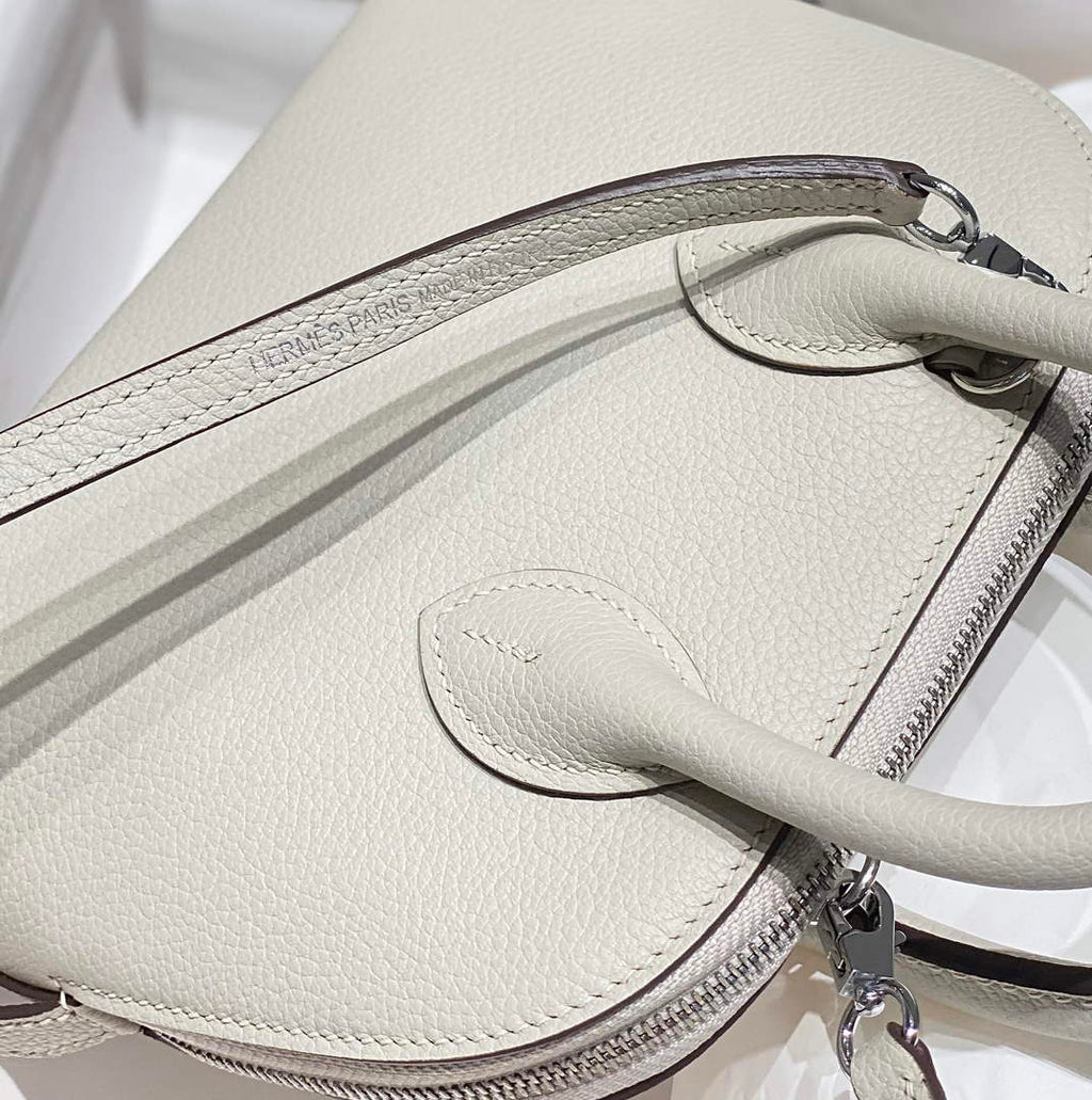 Hermes Bolide 1923 Mini Bag in Light Gray Evercolor Calfskin Silver Hardware