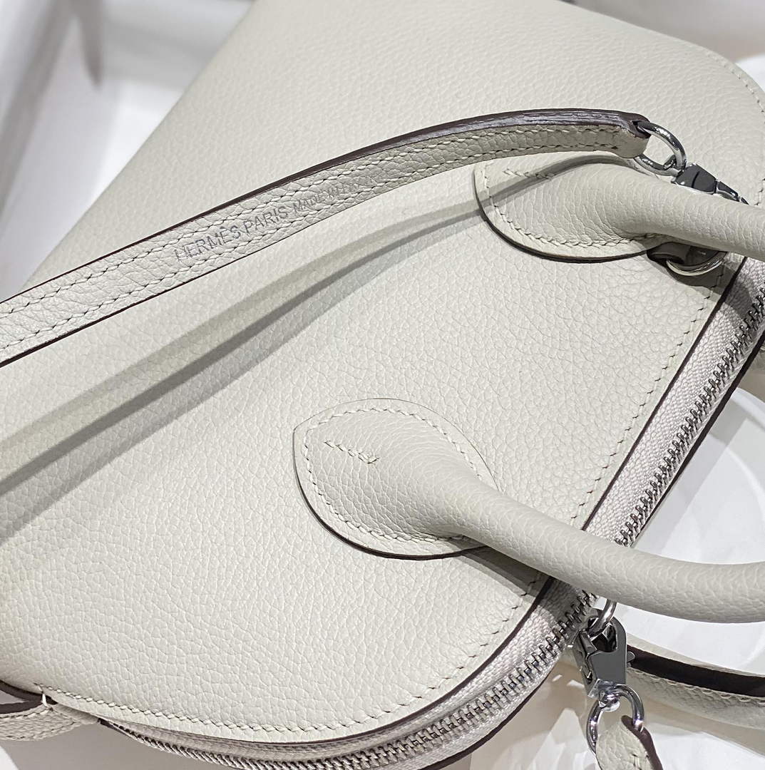 Hermes Bolide 1923 Mini Bag in Light Gray Evercolor Calfskin Silver Hardware