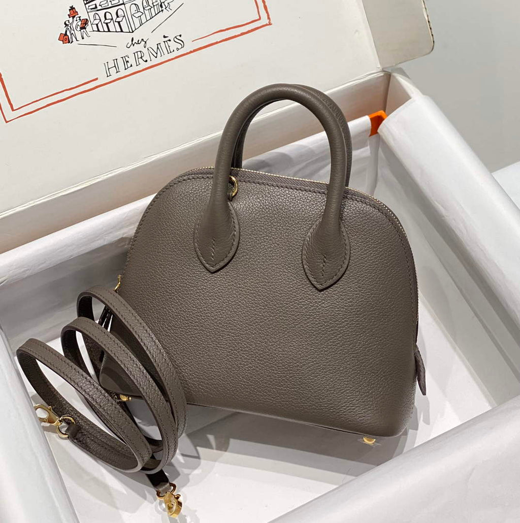 Hermes Bolide 1923 Mini Bag in Gray Evercolor Calfskin Gold Hardware