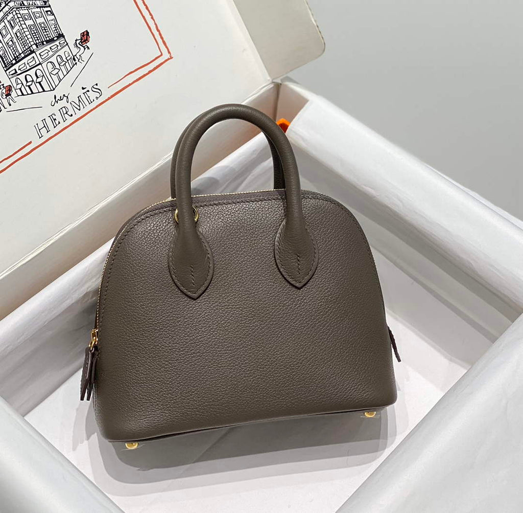 Hermes Bolide 1923 Mini Bag in Gray Evercolor Calfskin Gold Hardware