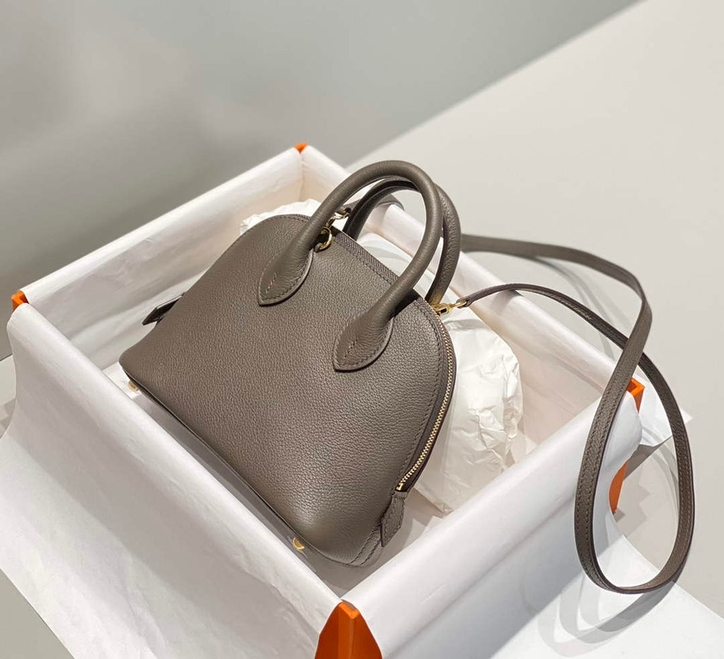 Hermes Bolide 1923 Mini Bag in Gray Evercolor Calfskin Gold Hardware