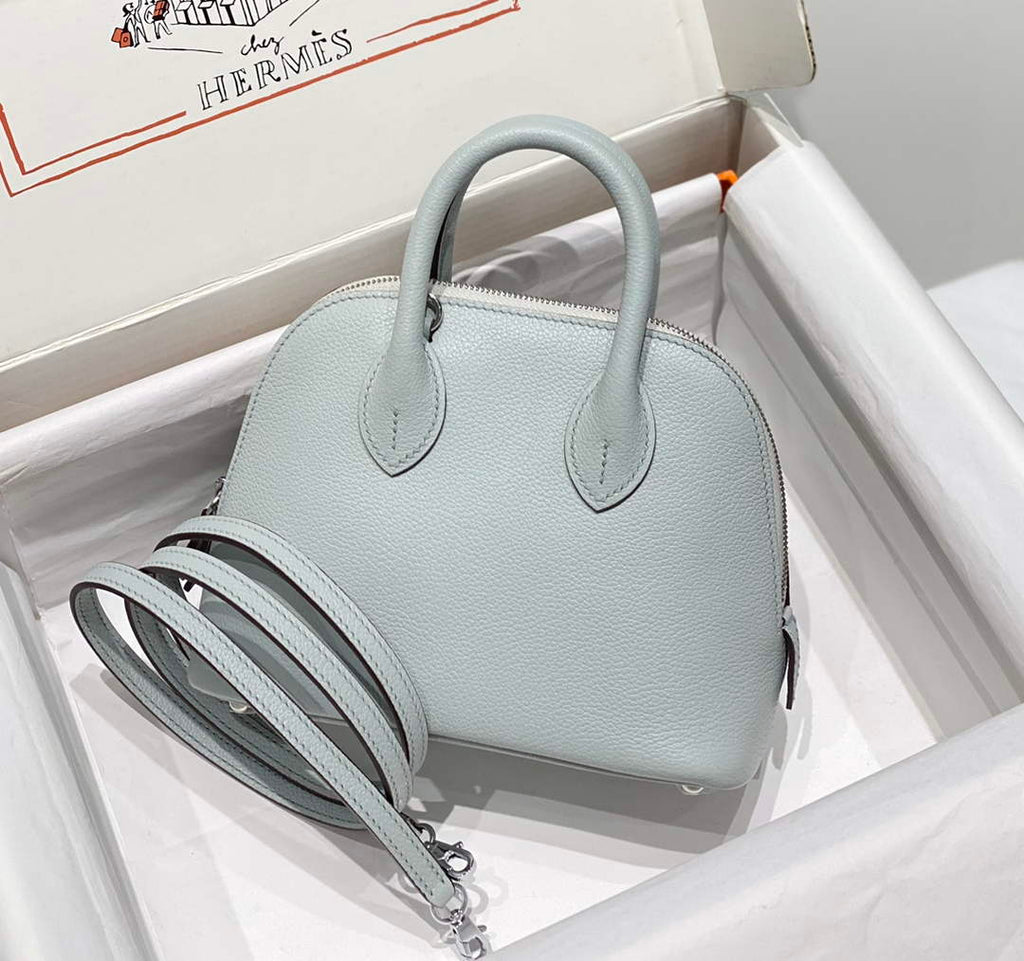 Hermes Bolide 1923 Mini Bag in Blue Evercolor Calfskin Silver Hardware