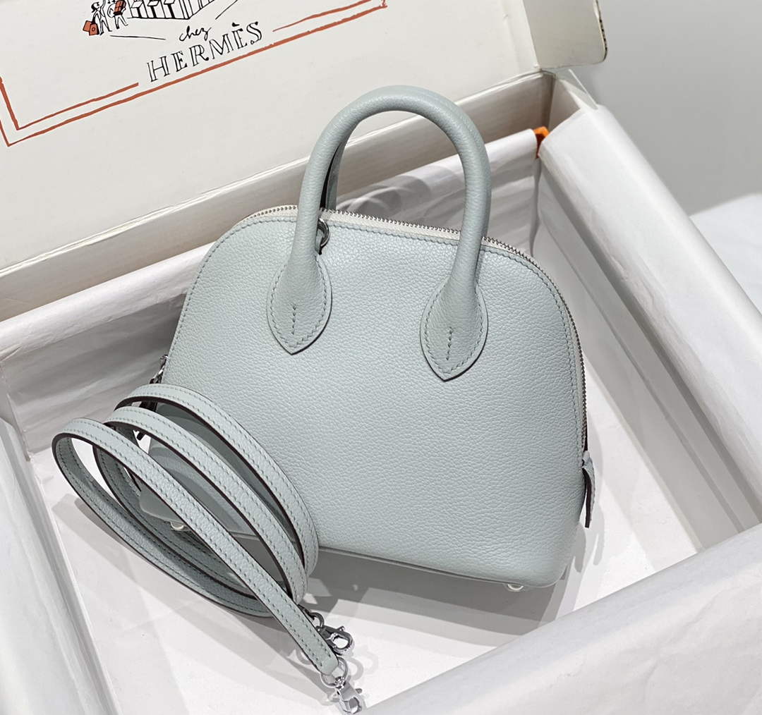 Hermes Bolide 1923 Mini Bag in Blue Evercolor Calfskin Silver Hardware