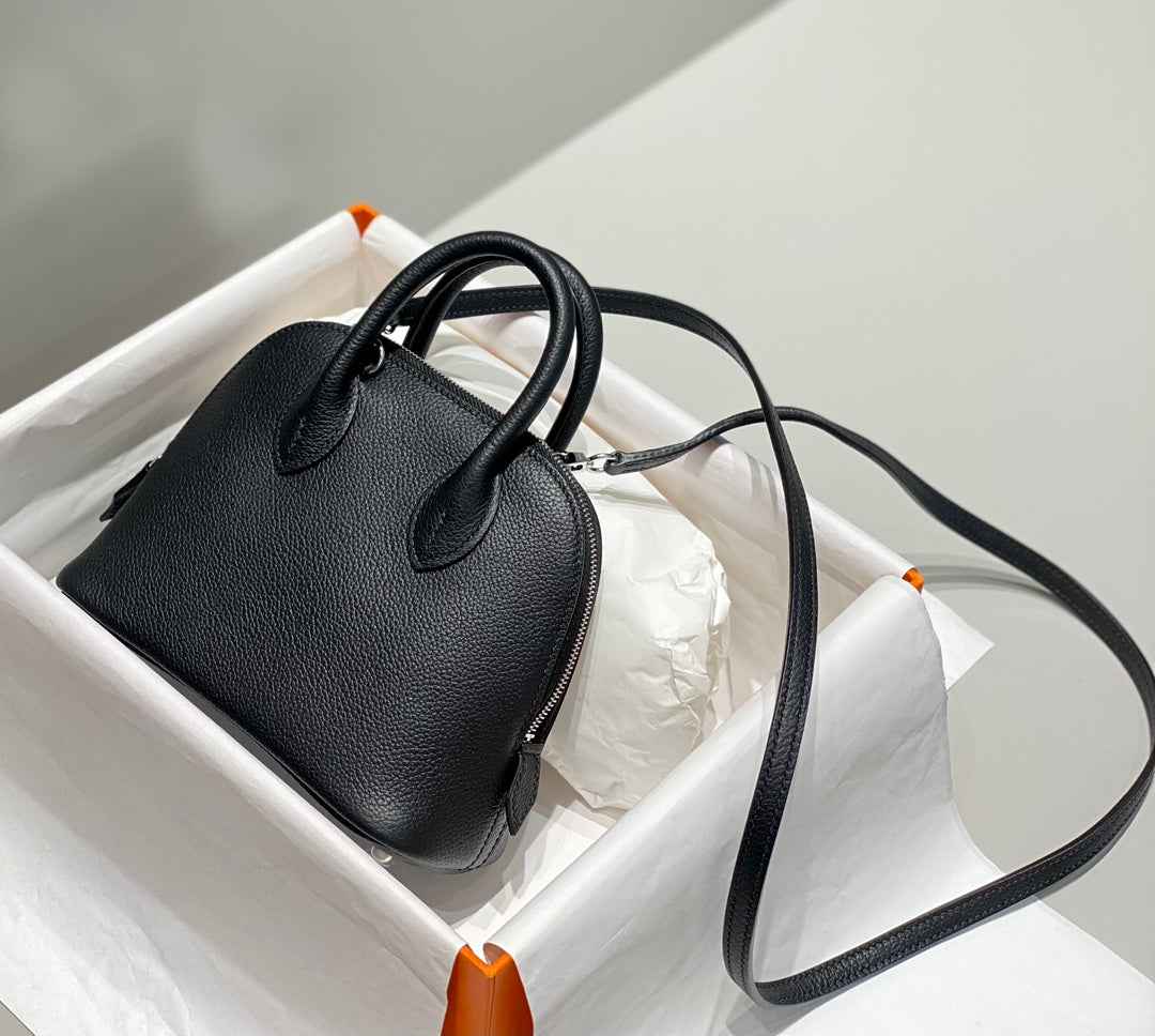 Hermes Bolide 1923 Mini Bag in Black Evercolor Calfskin Silver Hardware