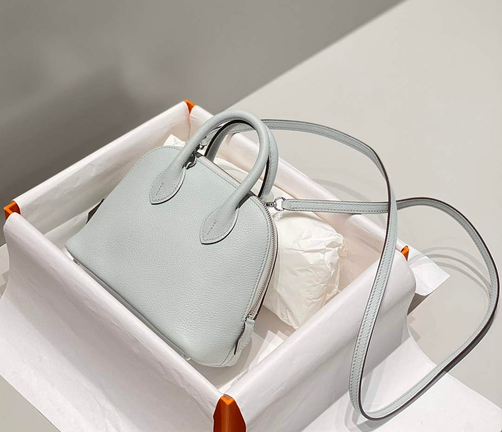 Hermes Bolide 1923 Mini Bag in Blue Evercolor Calfskin Silver Hardware