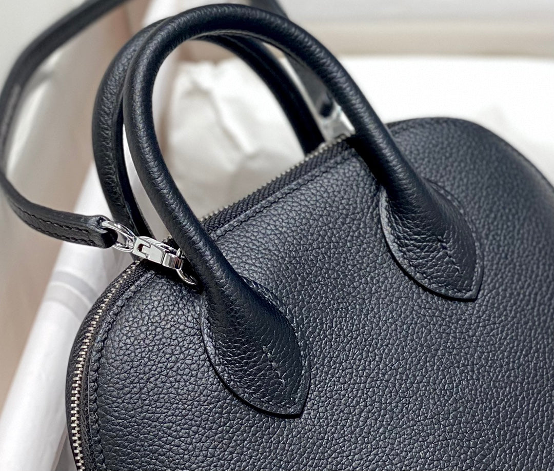 Hermes Bolide 1923 Mini Bag in Black Evercolor Calfskin Silver Hardware