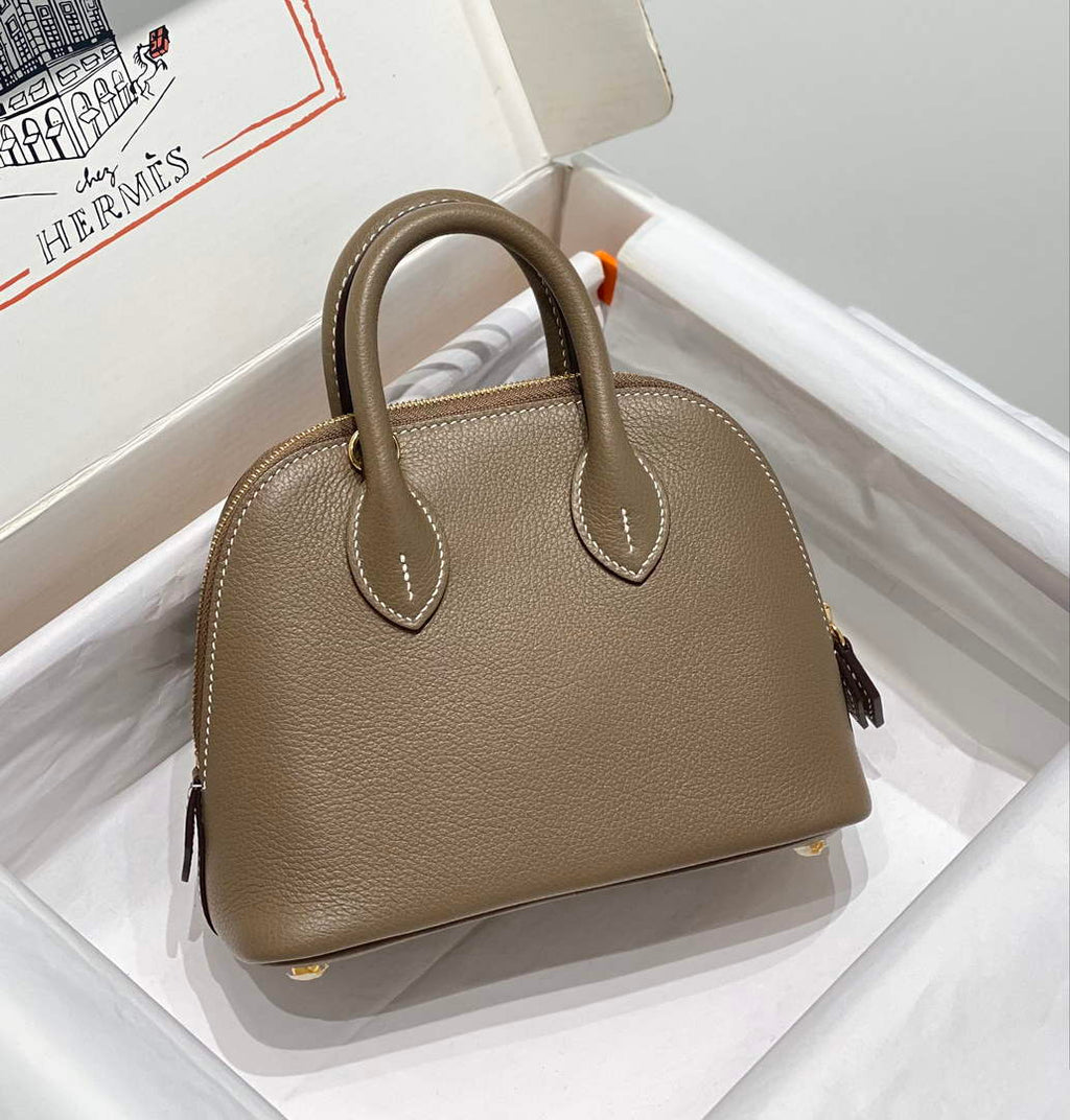 Hermes Bolide 1923 Mini Bag in Gray Evercolor Calfskin Gold Hardware