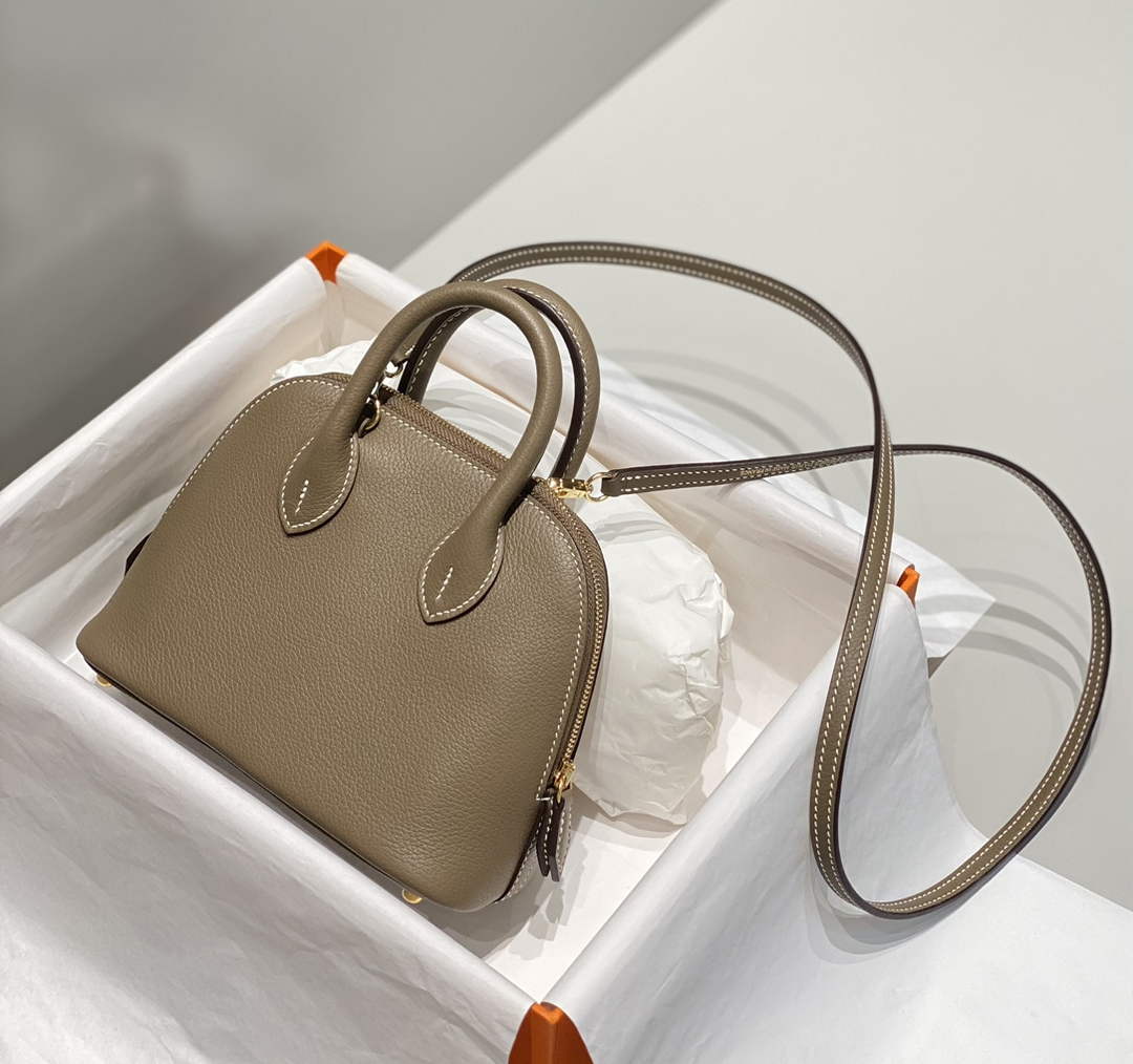 Hermes Bolide 1923 Mini Bag in Gray Evercolor Calfskin Gold Hardware
