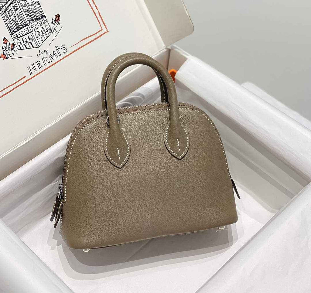 Hermes Bolide 1923 Mini Bag in Gray Evercolor Calfskin Silver Hardware