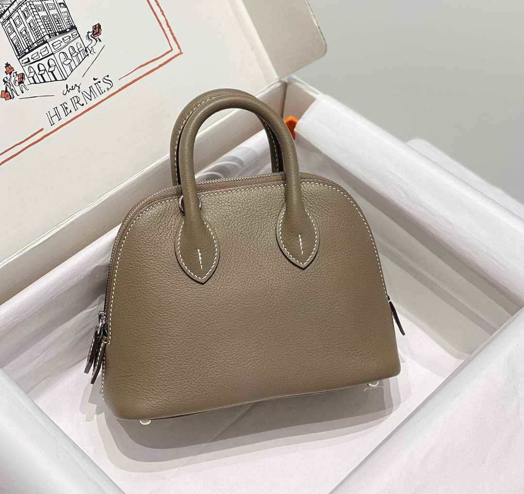 Hermes Bolide 1923 Mini Bag in Gray Evercolor Calfskin Silver Hardware