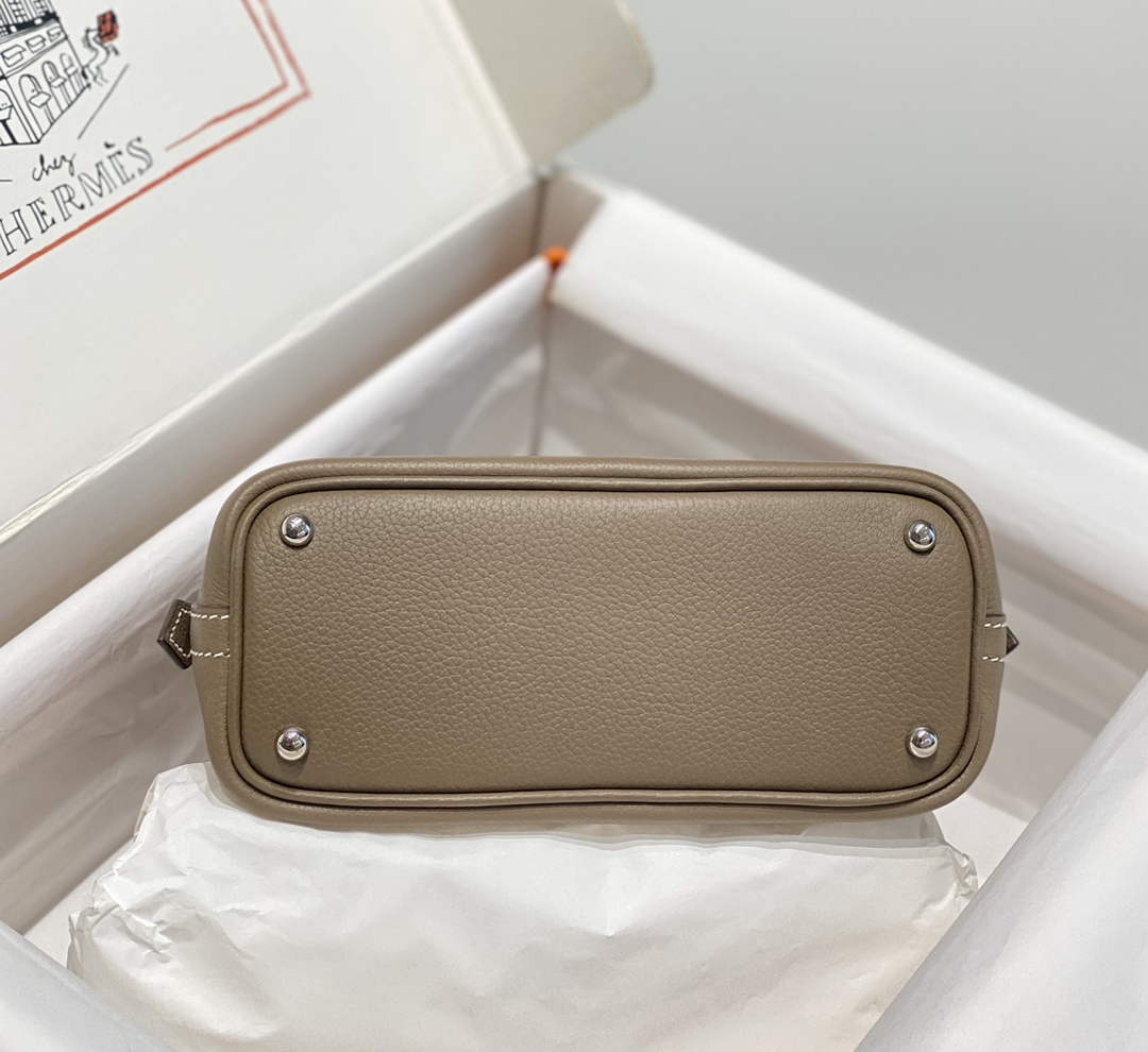 Hermes Bolide 1923 Mini Bag in Gray Evercolor Calfskin Silver Hardware