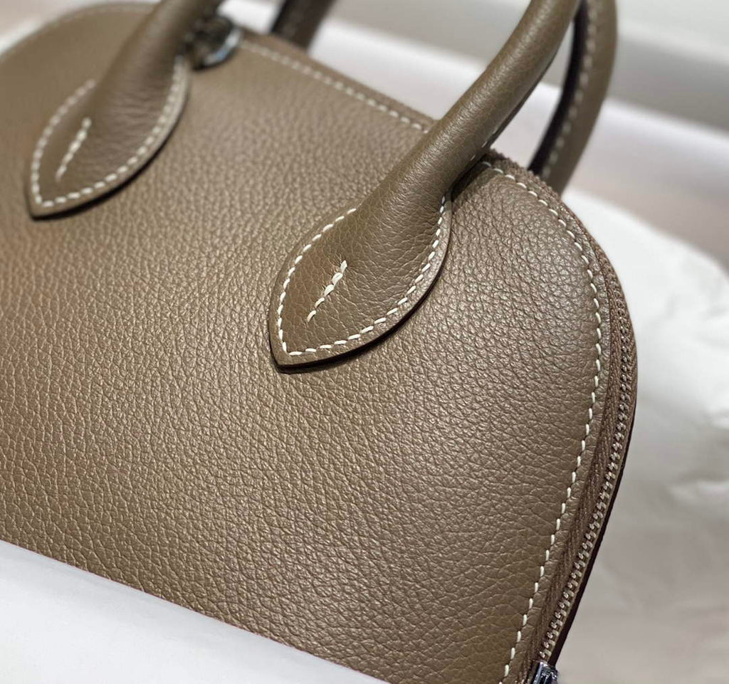 Hermes Bolide 1923 Mini Bag in Gray Evercolor Calfskin Silver Hardware