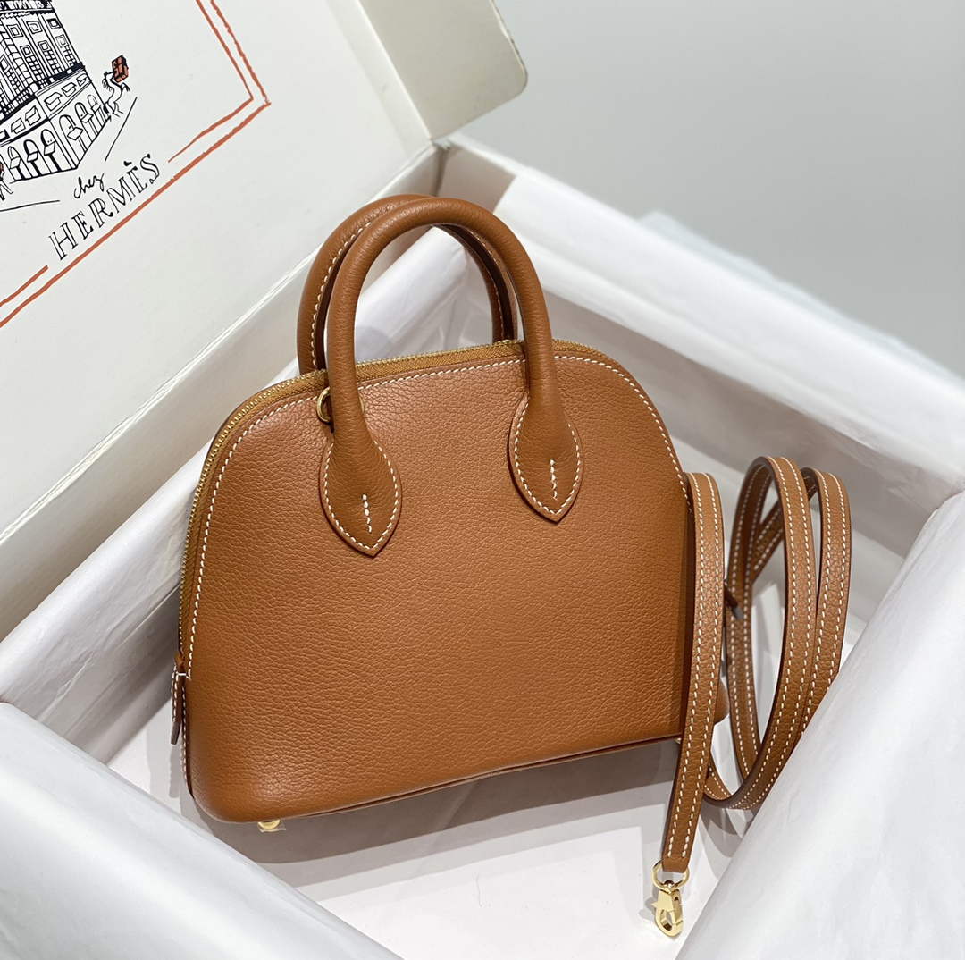Hermes Bolide 1923 Mini Bag in Brown Evercolor Calfskin Gold Hardware