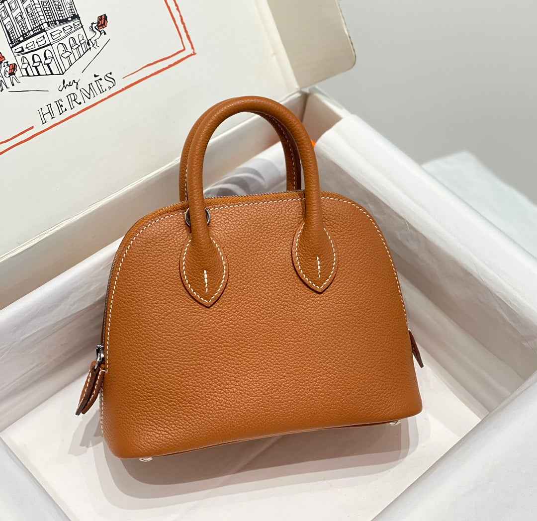 Hermes Bolide 1923 Mini Bag in Brown Evercolor Calfskin Silver Hardware