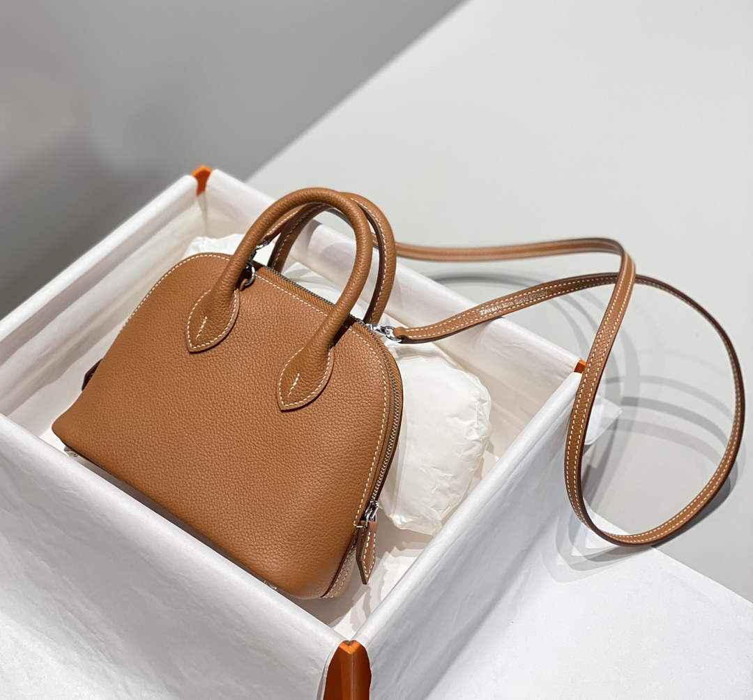 Hermes Bolide 1923 Mini Bag in Brown Evercolor Calfskin Silver Hardware