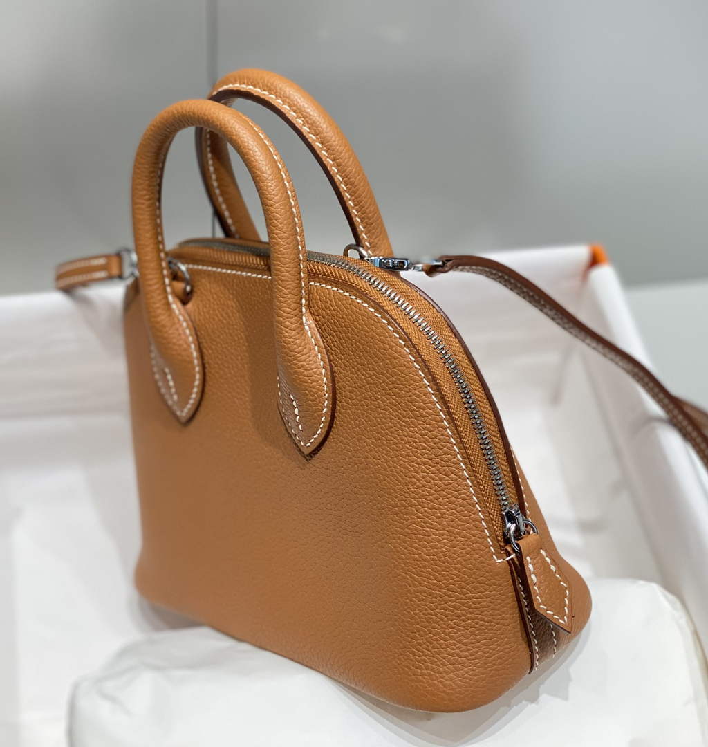 Hermes Bolide 1923 Mini Bag in Brown Evercolor Calfskin Silver Hardware
