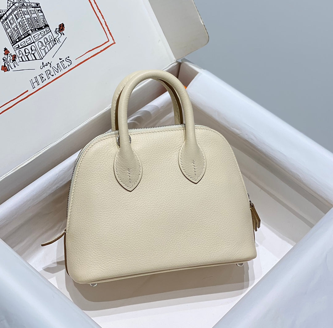 Hermes Bolide 1923 Mini Bag in Beige Evercolor Calfskin Silver Hardware