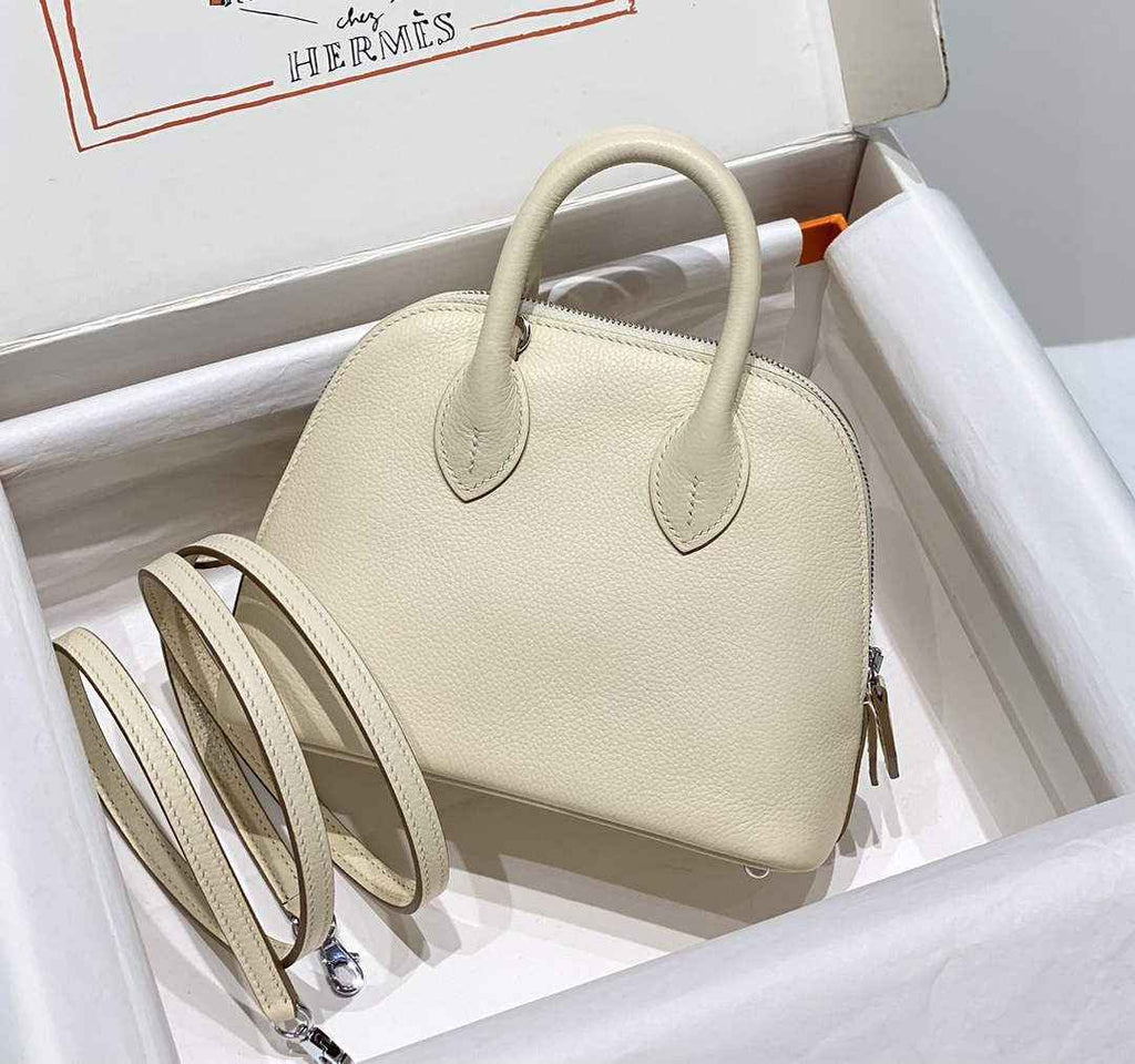 Hermes Bolide 1923 Mini Bag in Beige Evercolor Calfskin Silver Hardware