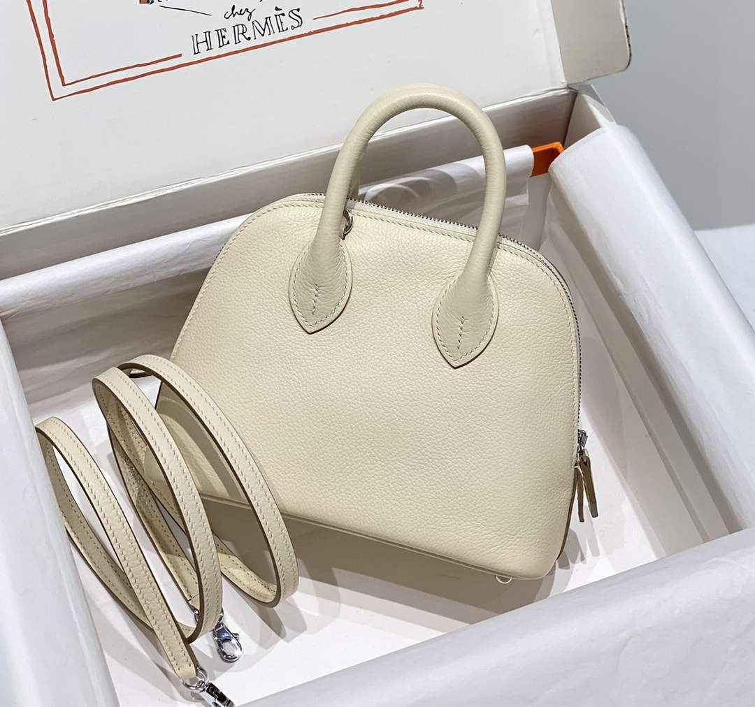Hermes Bolide 1923 Mini Bag in Beige Evercolor Calfskin Silver Hardware