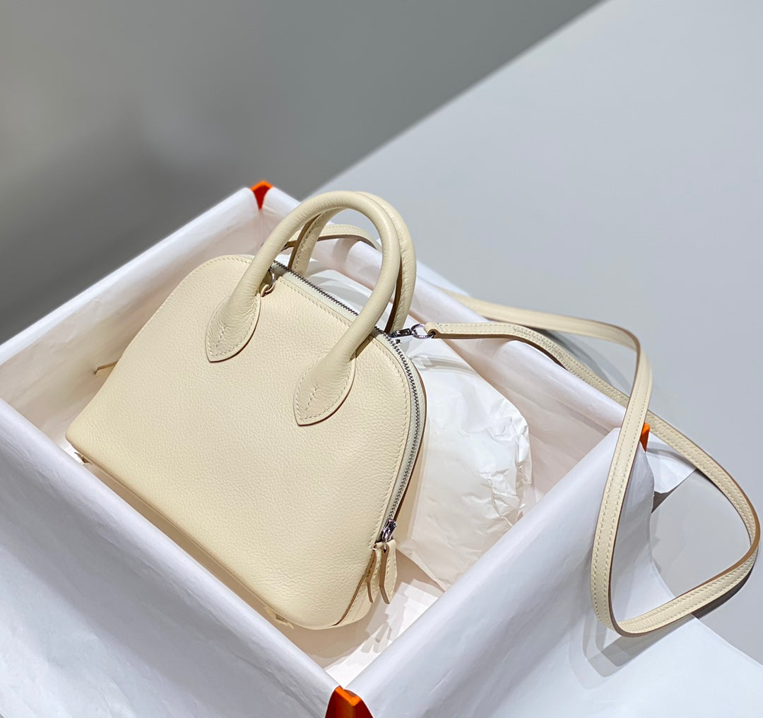 Hermes Bolide 1923 Mini Bag in Beige Evercolor Calfskin Silver Hardware