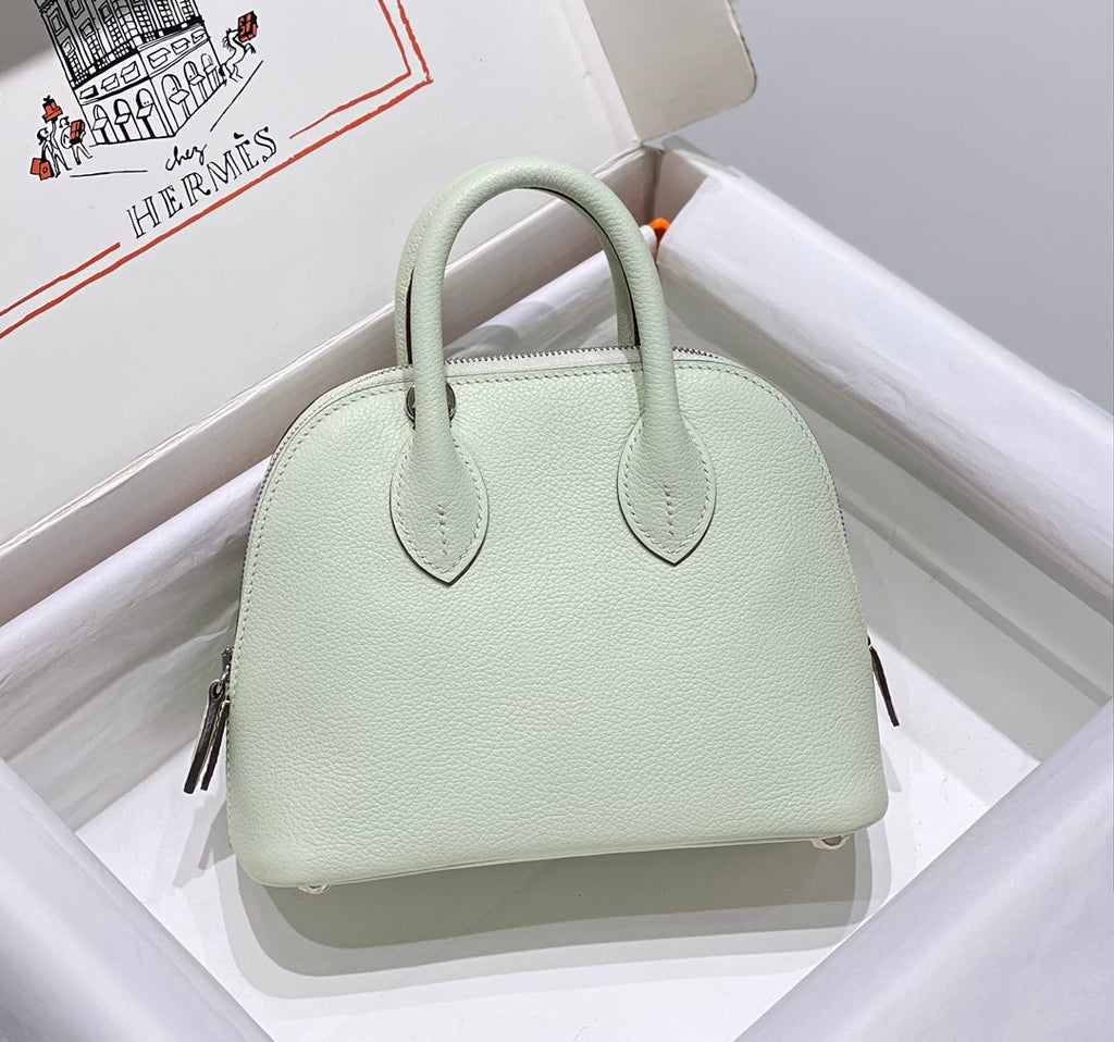 Hermes Bolide 1923 Mini Bag in Green Evercolor Calfskin Silver Hardware
