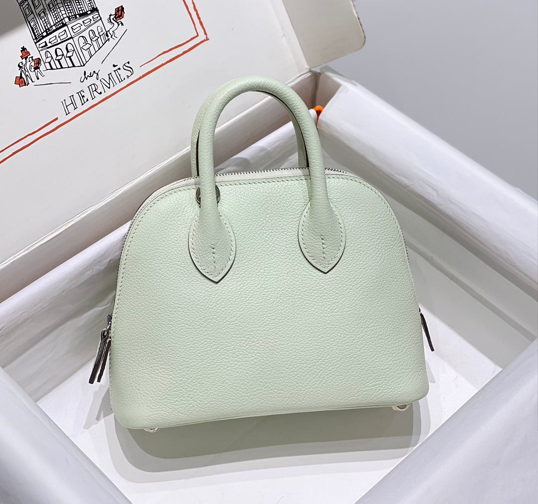 Hermes Bolide 1923 Mini Bag in Green Evercolor Calfskin Silver Hardware