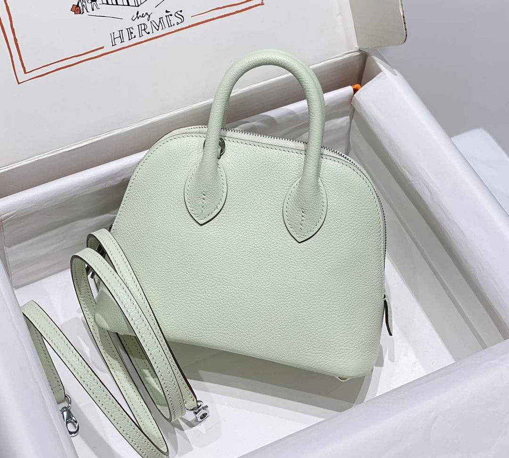 Hermes Bolide 1923 Mini Bag in Green Evercolor Calfskin Silver Hardware