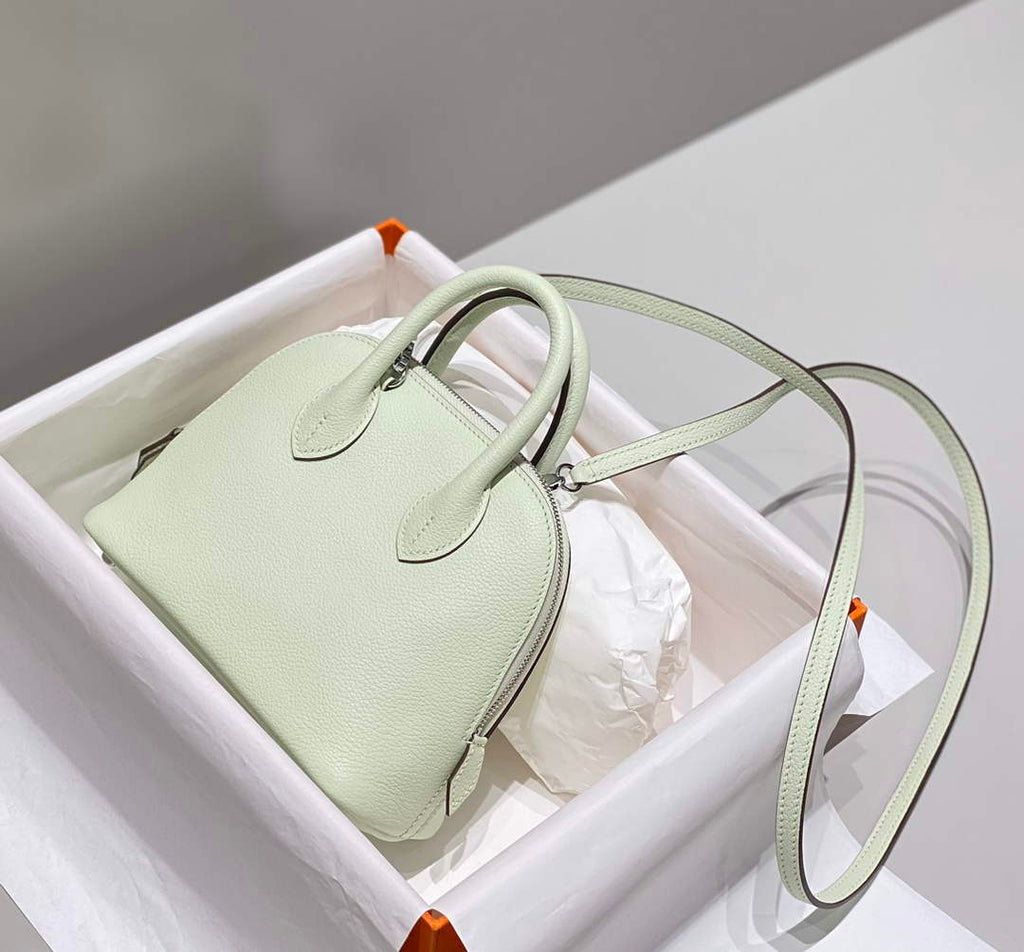 Hermes Bolide 1923 Mini Bag in Green Evercolor Calfskin Silver Hardware