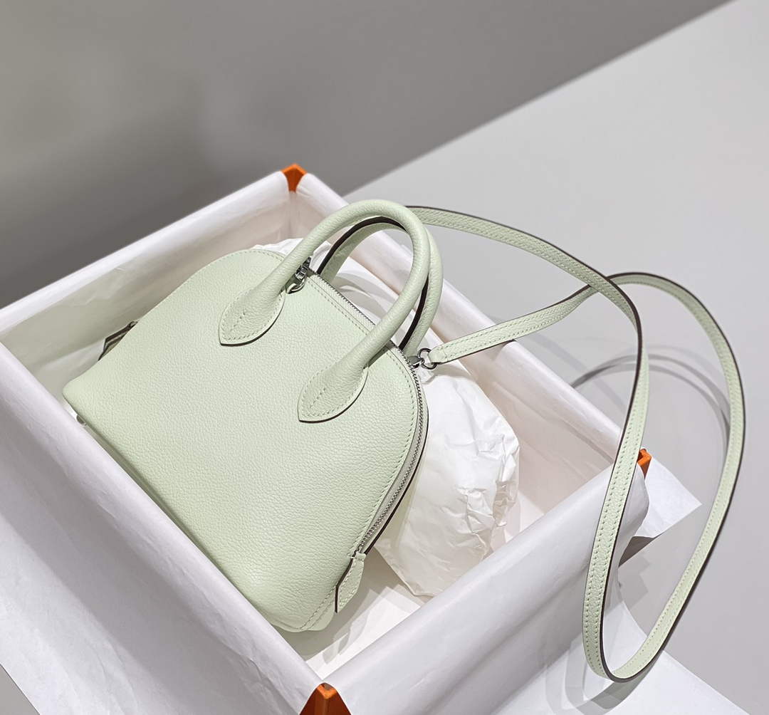 Hermes Bolide 1923 Mini Bag in Green Evercolor Calfskin Silver Hardware