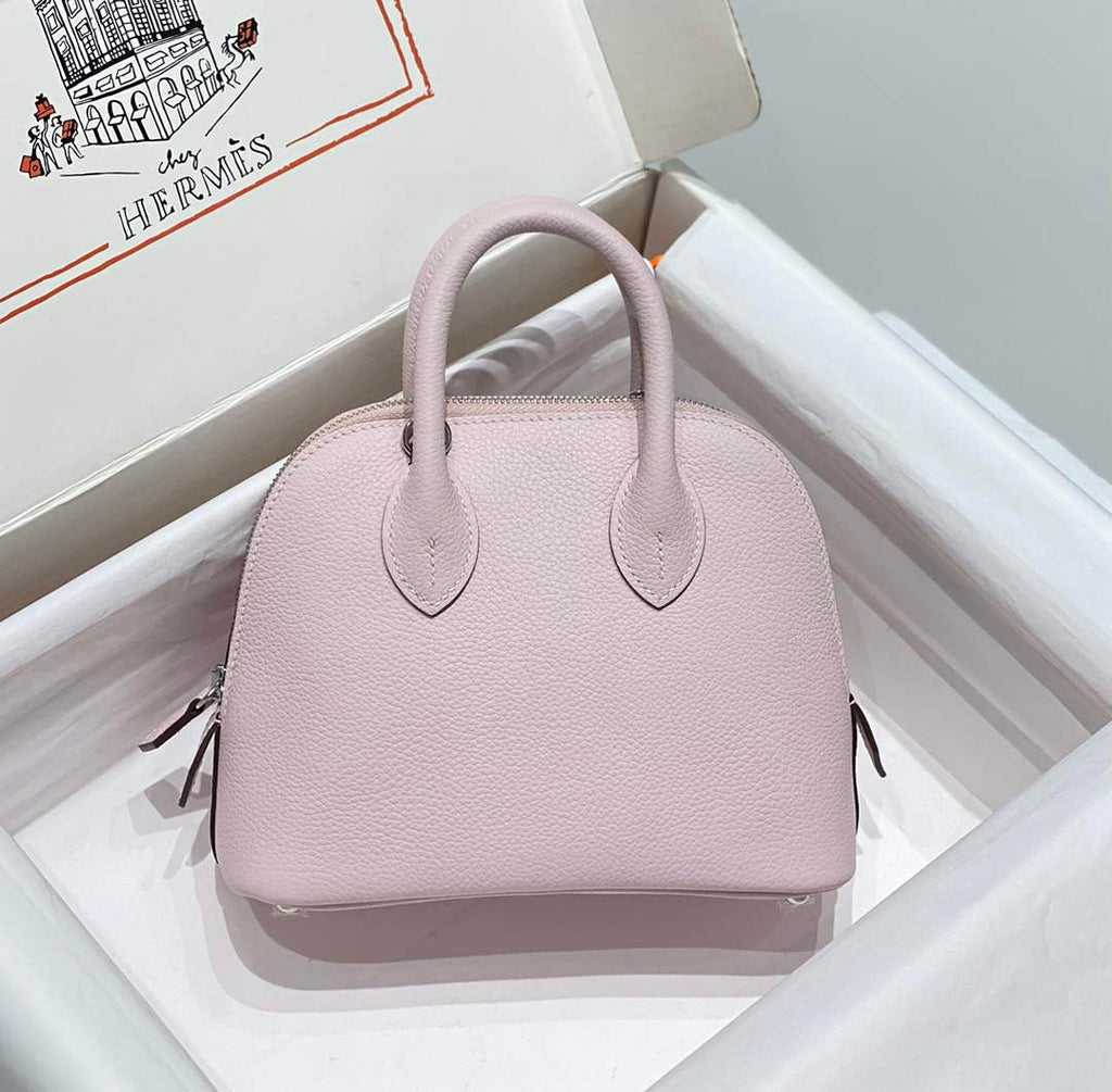Hermes Bolide 1923 Mini Bag in Pink Evercolor Calfskin Silver Hardware