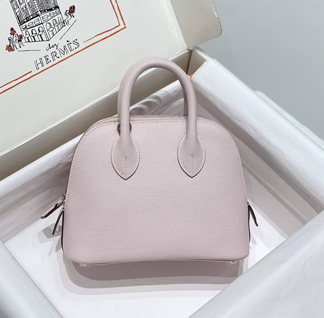 Hermes Bolide 1923 Mini Bag in Pink Evercolor Calfskin Silver Hardware