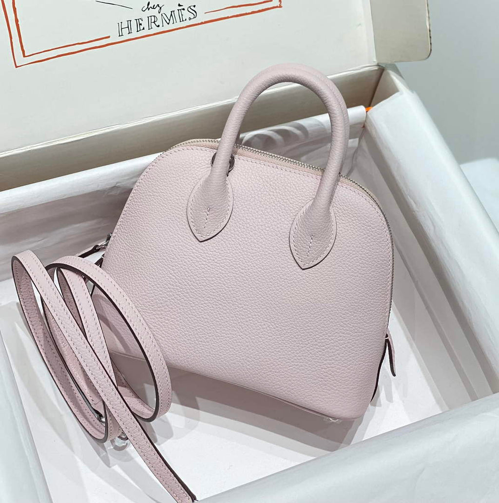 Hermes Bolide 1923 Mini Bag in Pink Evercolor Calfskin Silver Hardware