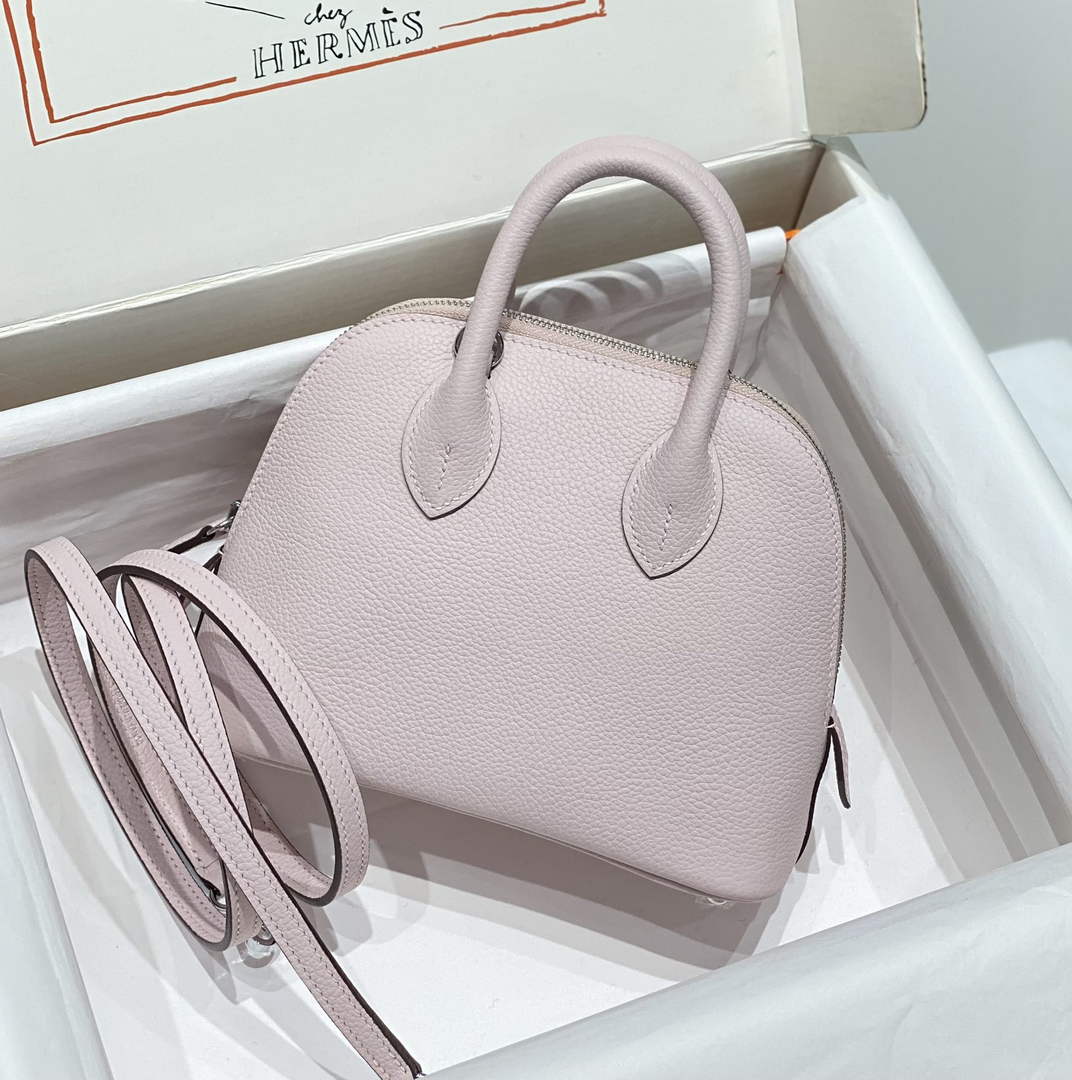 Hermes Bolide 1923 Mini Bag in Pink Evercolor Calfskin Silver Hardware