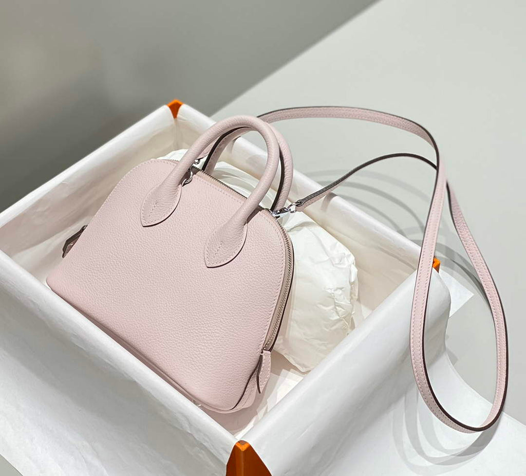 Hermes Bolide 1923 Mini Bag in Pink Evercolor Calfskin Silver Hardware
