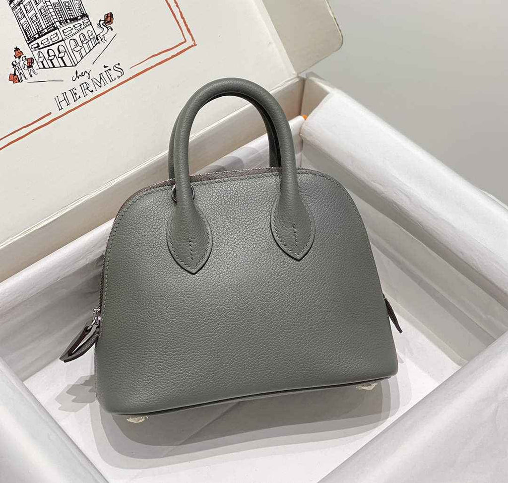 Hermes Bolide 1923 Mini Bag in Gray Evercolor Calfskin Silver Hardware