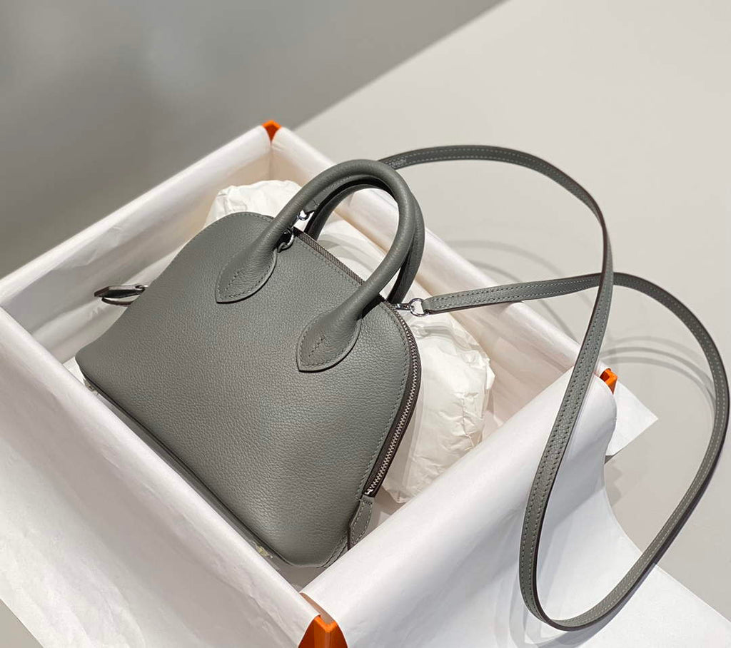 Hermes Bolide 1923 Mini Bag in Gray Evercolor Calfskin Silver Hardware