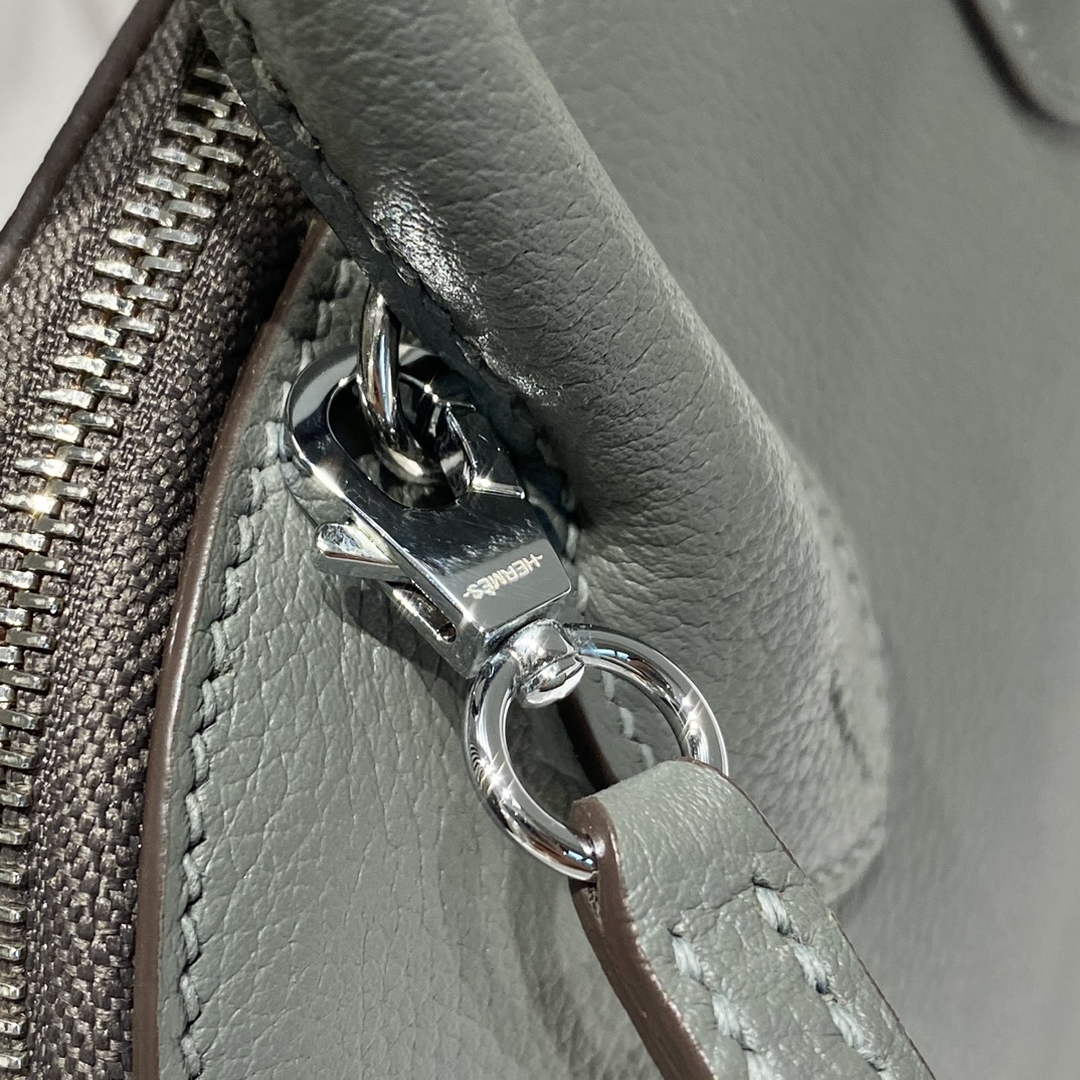 Hermes Bolide 1923 Mini Bag in Gray Evercolor Calfskin Silver Hardware