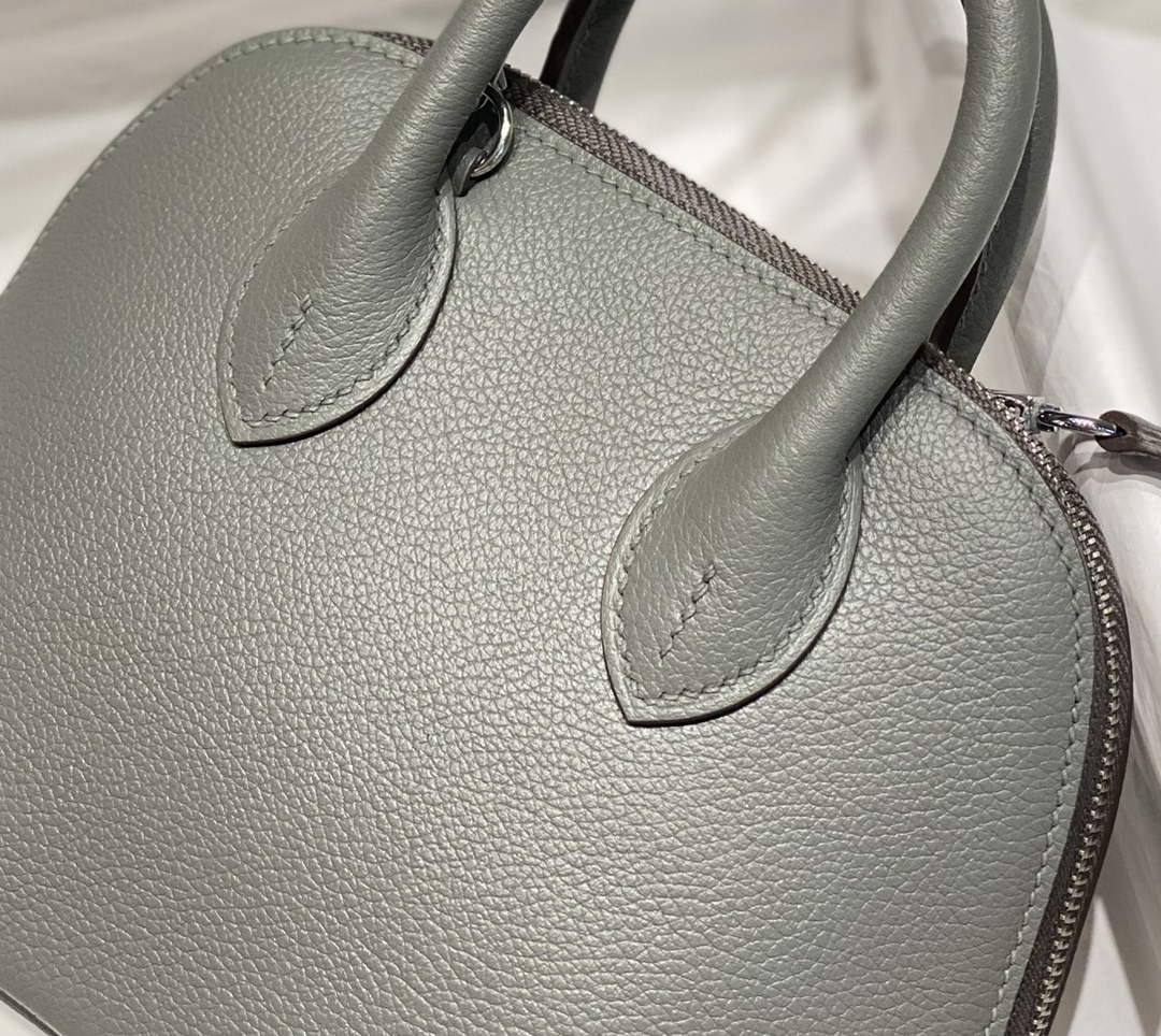 Hermes Bolide 1923 Mini Bag in Gray Evercolor Calfskin Silver Hardware