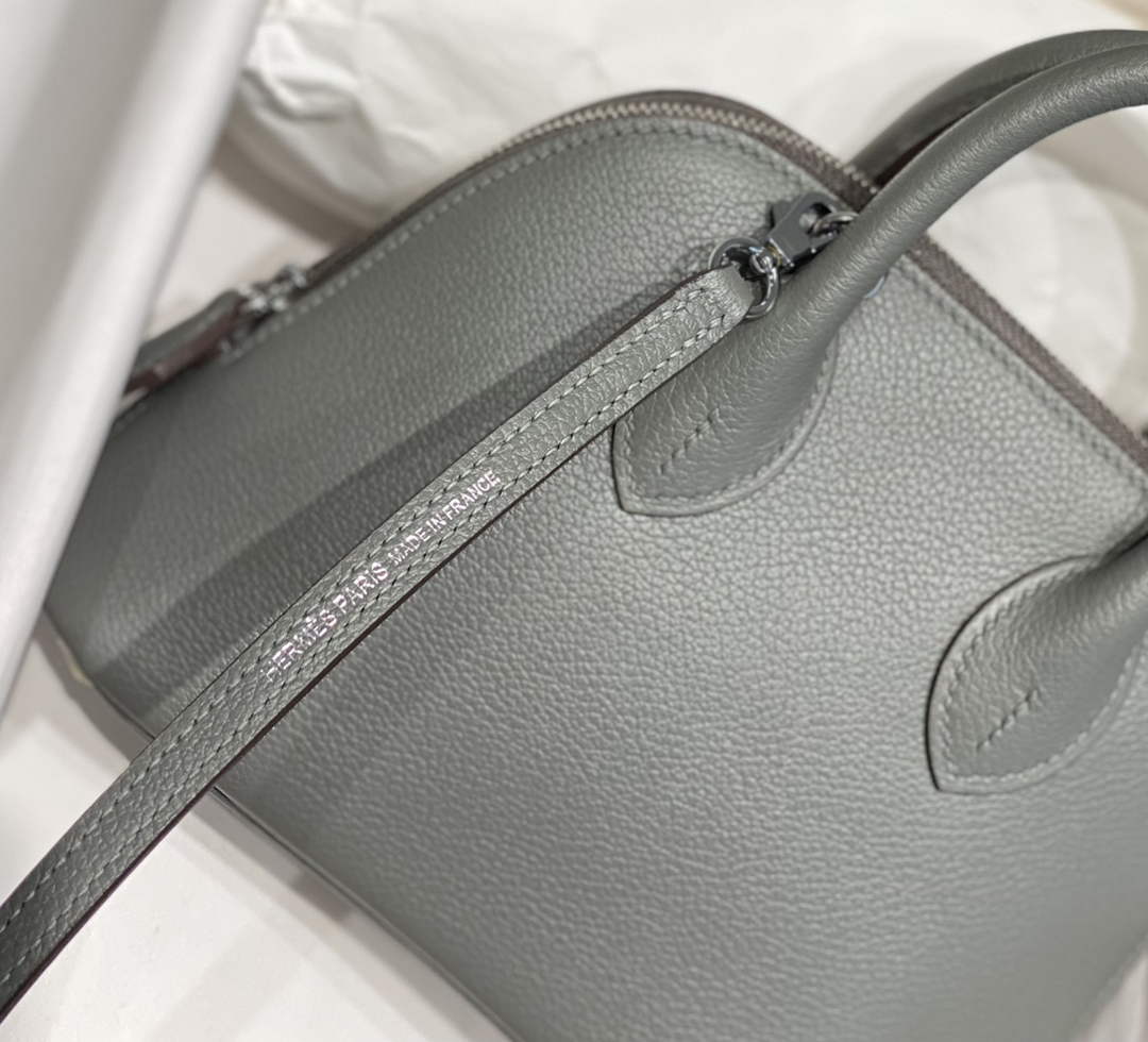 Hermes Bolide 1923 Mini Bag in Gray Evercolor Calfskin Silver Hardware