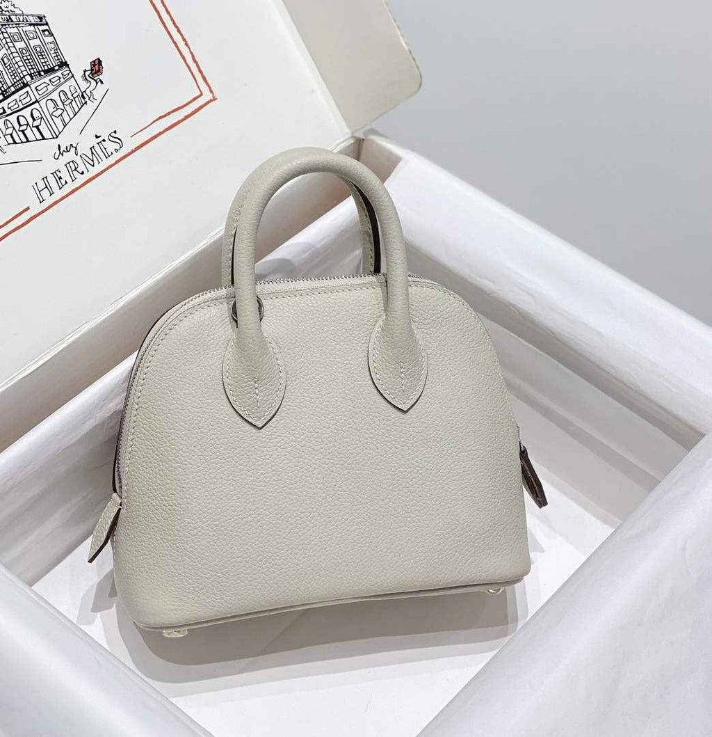 Hermes Bolide 1923 Mini Bag in Light Gray Evercolor Calfskin Silver Hardware