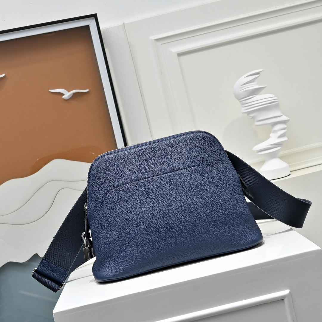 Hermes Bolide Messenger bag in Togo calfskin Blue