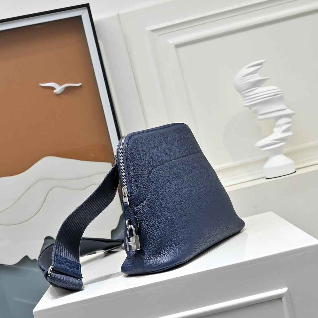 Hermes Bolide Messenger bag in Togo calfskin Blue