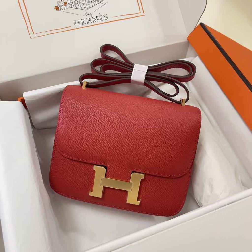 Hermes Constance Bag 19 Red Epsom Leather Gold H083900